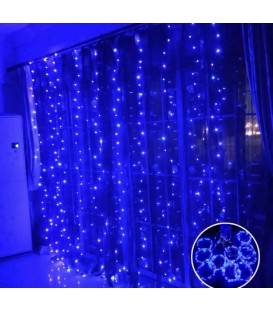 Cortinas De Luces Led Para Decoración De Fiestas Azul 2x3m 